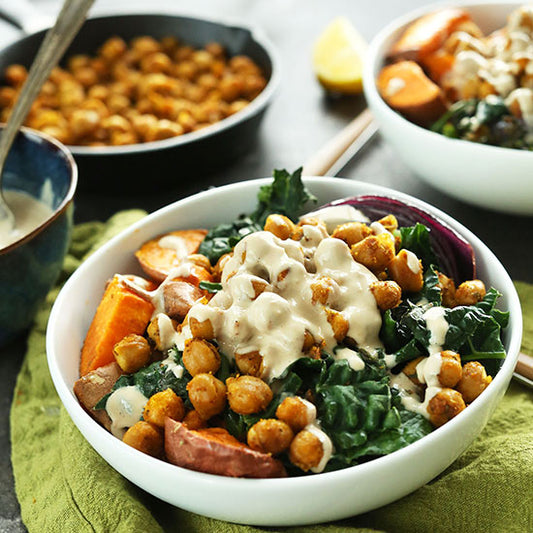 Nourishing Chickpea & Vegetable Buddha Bowl with Tahini Dressing