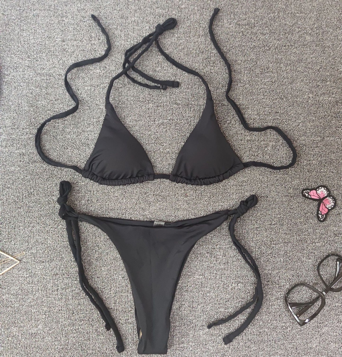 Sexy Swimsuit Black Strap Three-Point