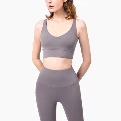 Yoga Deep V Neckline Bra and High Waist Leggings