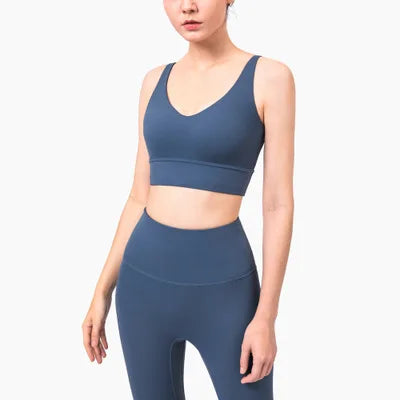 Yoga Deep V Neckline Bra and High Waist Leggings