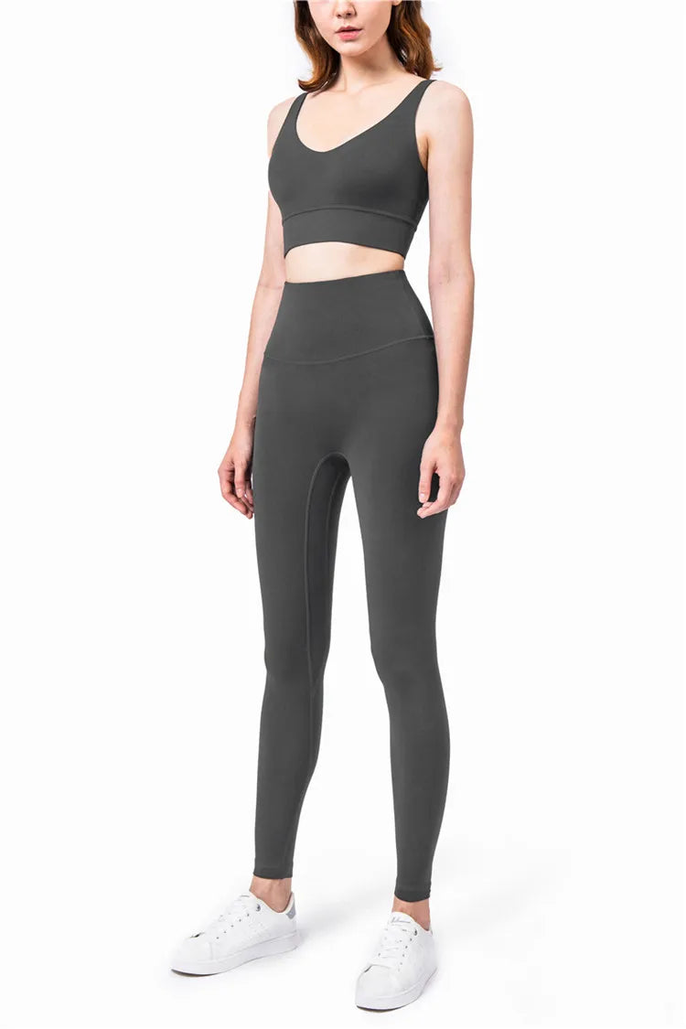 Yoga Deep V Neckline Bra and High Waist Leggings