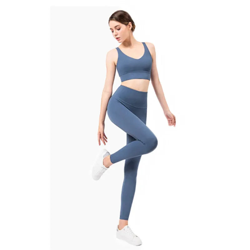 Yoga Deep V Neckline Bra and High Waist Leggings