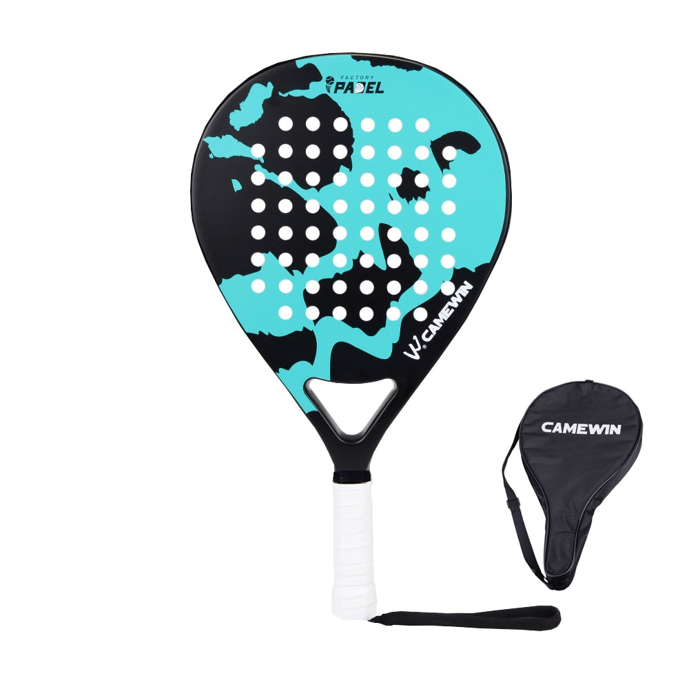 CAMEWIN Professional Carbon Fiber Padel Soft Face Racquet with Bag Cover