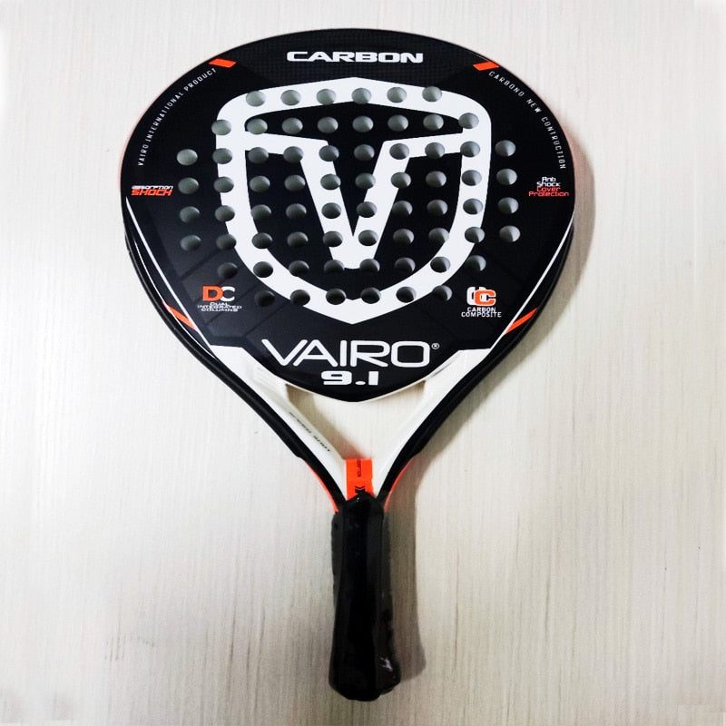 VAIRO Padel Tabla de Fibra de Carbono de 3 Capas Paletero EVA Face Bolsa 9.1 360g