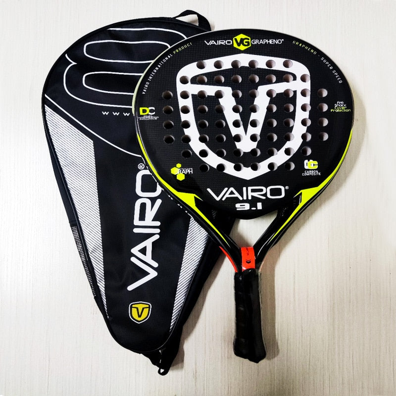 VAIRO Padel Tabla de Fibra de Carbono de 3 Capas Paletero EVA Face Bolsa 9.1 360g