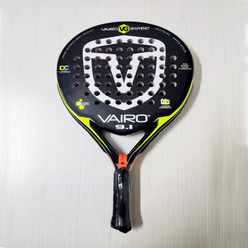 VAIRO Padel Tabla de Fibra de Carbono de 3 Capas Paletero EVA Face Bolsa 9.1 360g