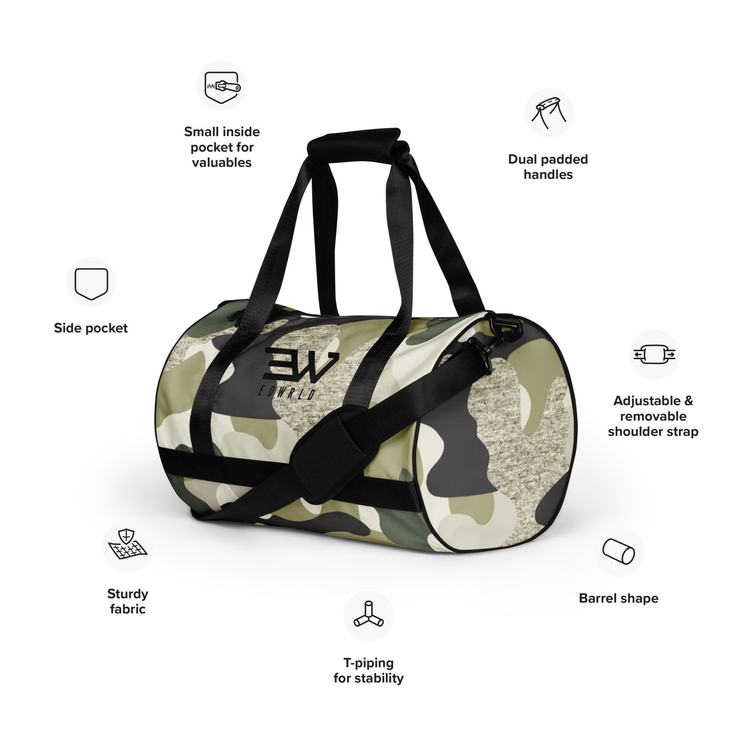 EDWRLD Bolsa de deporte de camuflaje